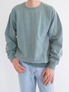 VTGNon Fiction Sage Green Garment Minimalist Faded Blank Streetwear Sweater L
